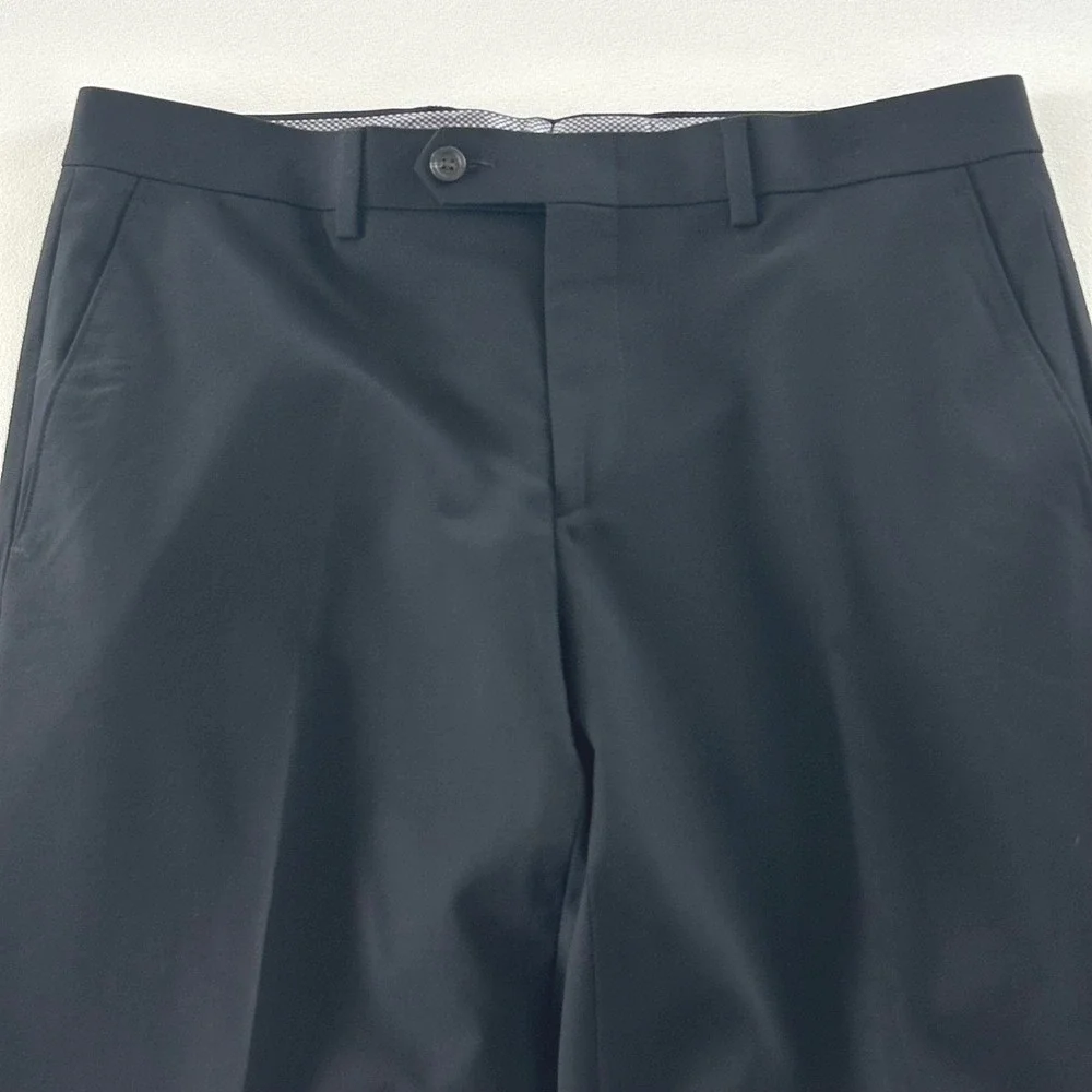 Chaps Suit Mens 40R‎ Black Wool Blend 2-Button Solid Classic Formal Career